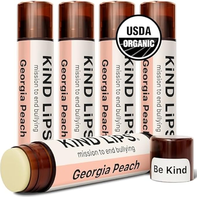 Kind Lips LIP BALM - NOURISHING & MOISTURIZING LIP CARE FOR DRY LIPS MADE FROM SHEA BUTTER, BEESWAX WITH VITAMIN E | GEORGIA PEACH FLAVOR | 0.15 OUNCE (PACK OF 5) - Image 1